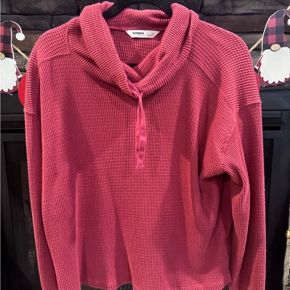 Sonoma Women's Cowl Neck Sweater in Rich Pink Size Medium